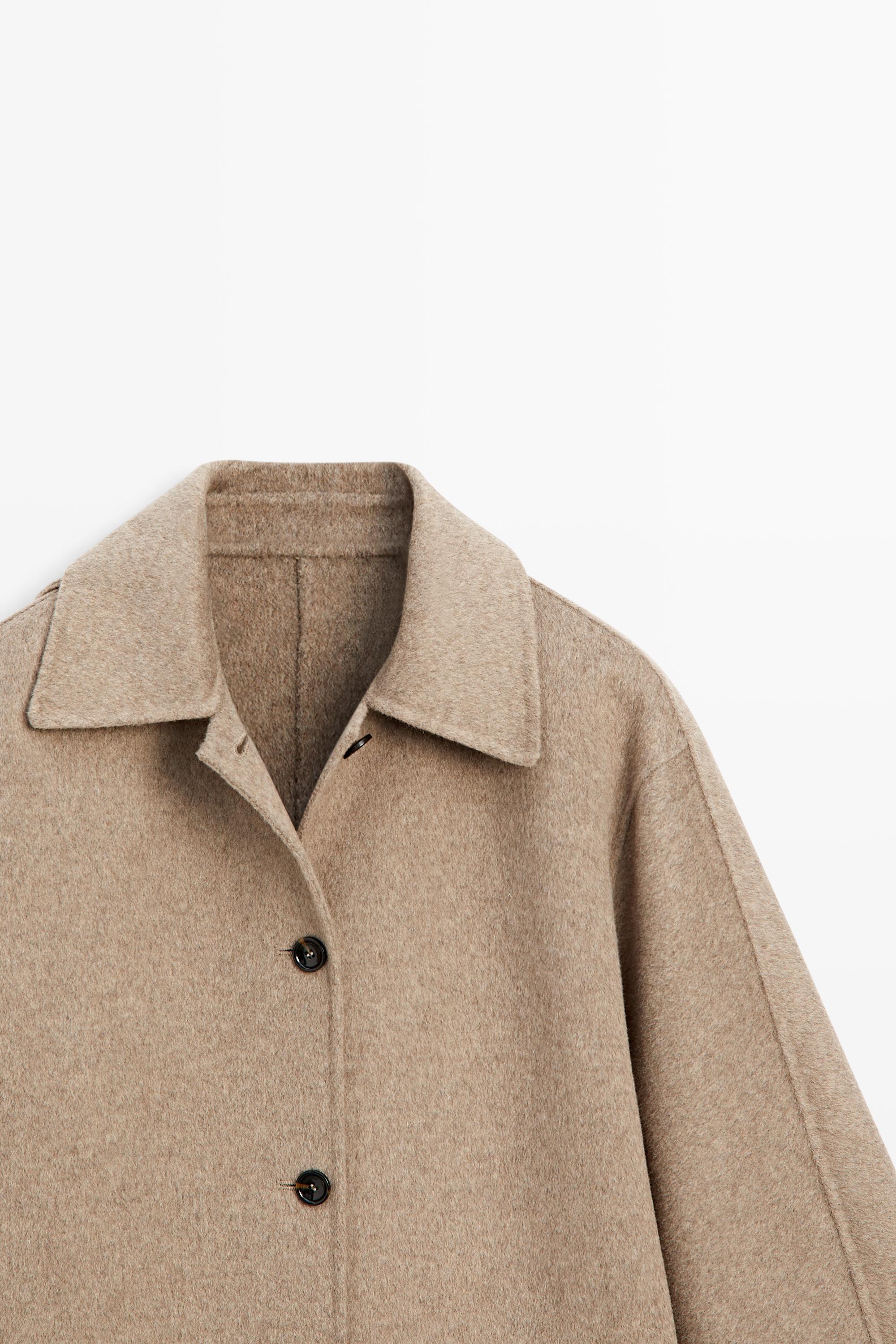 Melange coat with collar detail
